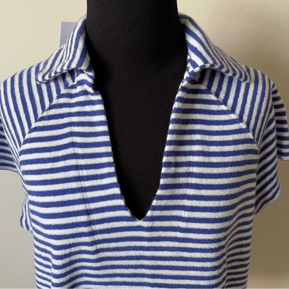 NWT! Blue Striped Women's Terrycloth Top 100% Cotton (set available) - Picture 2 of 6